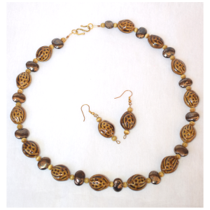 Handmade Ceramic Necklace with matching earrings made in Kenya